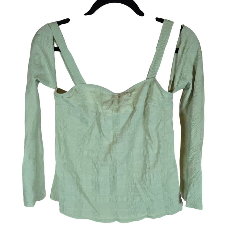 TOPSHOP Ribbed Sweetheart Neckline Cutout Long Sleeve Top Mint Green Size‎ US 6